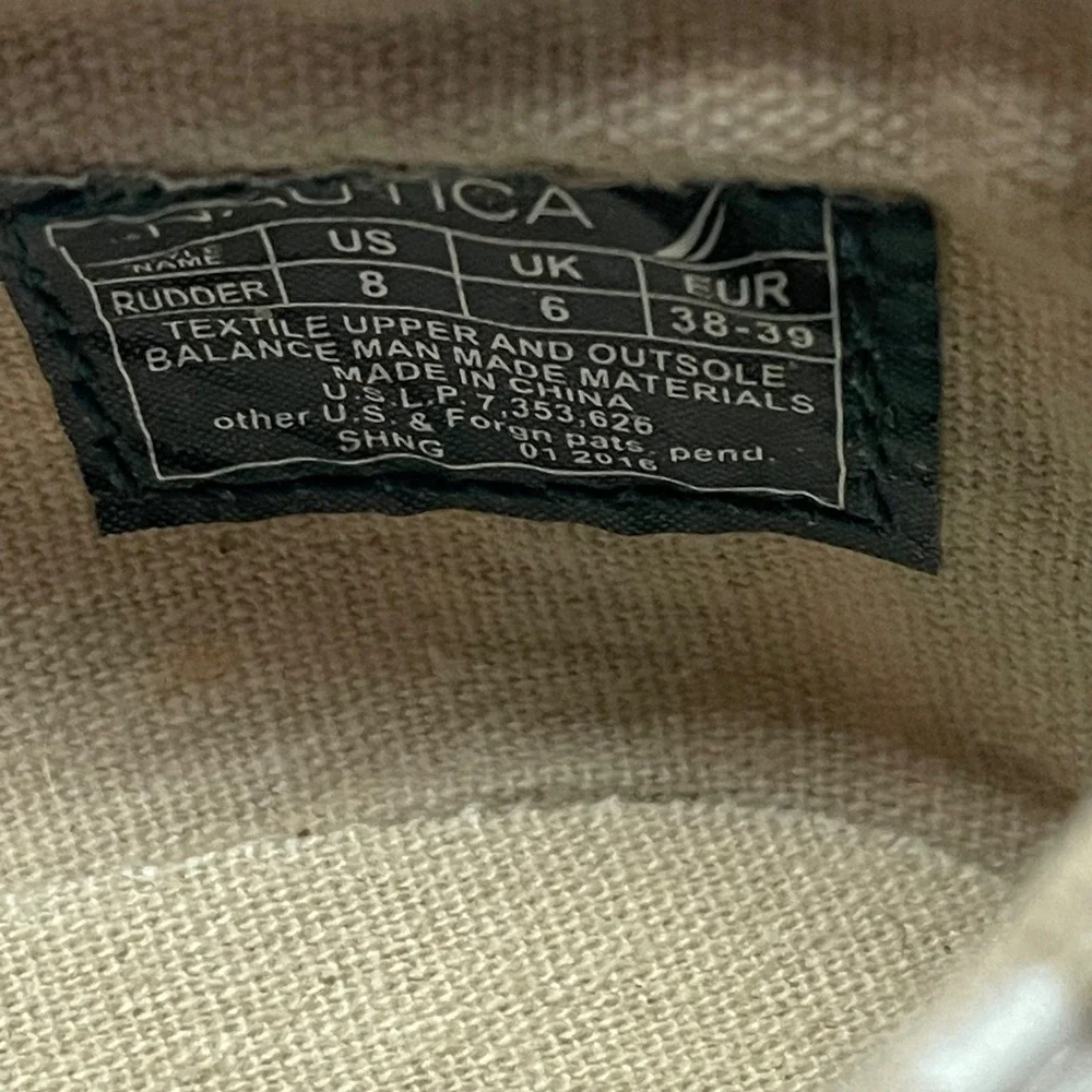 Nautica Women's Sz 8/38 Rudder Tan Striped‎ Canvas Espadrille Slip On Boat Shoes